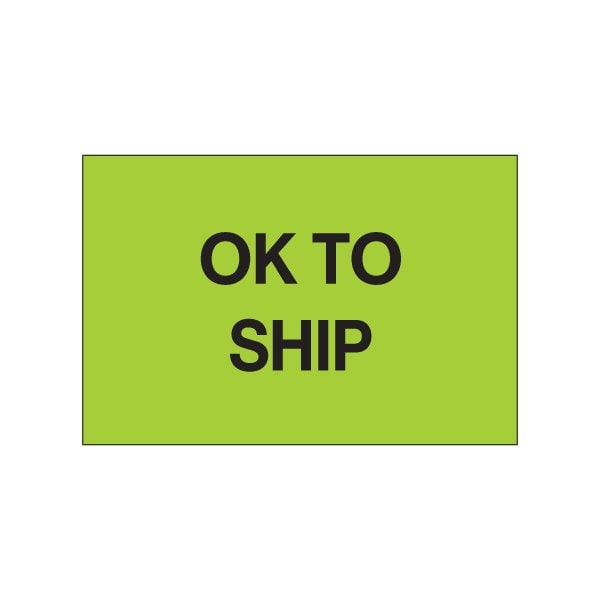 Bsc Preferred 2 x 3'' - ''OK To Ship'' Fluorescent Green Labels BUY00021160 - main